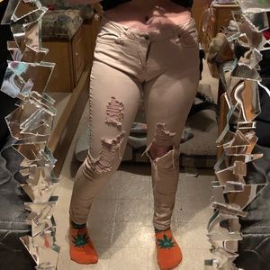 pink ripped jeans